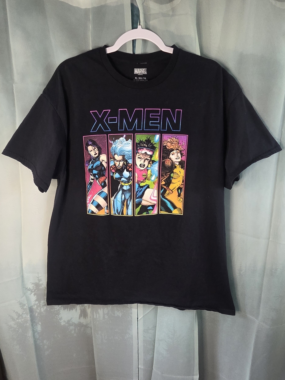 Marvel X-Men Black Graphic Tee with Multicolor Panel Art